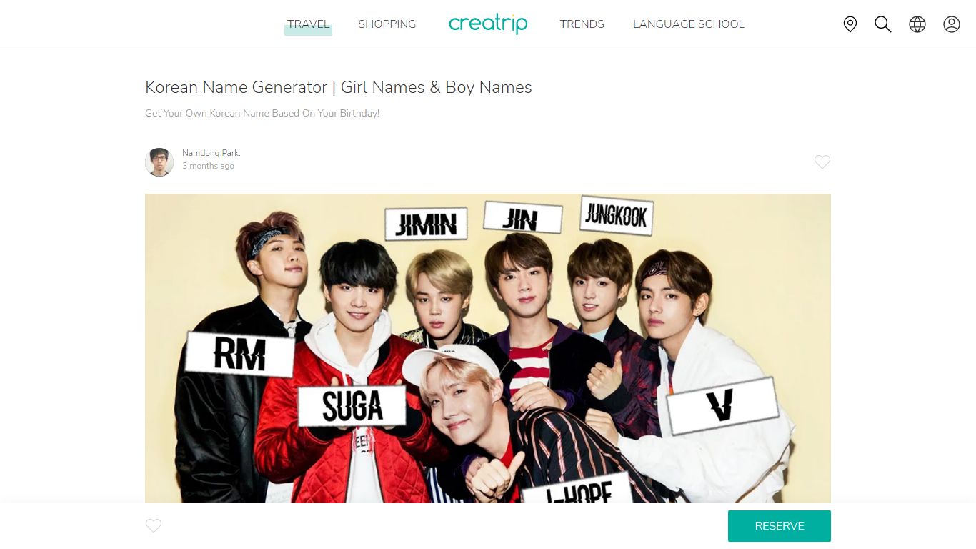 Creatrip: Korean Name Generator | Girl Names & Boy Names