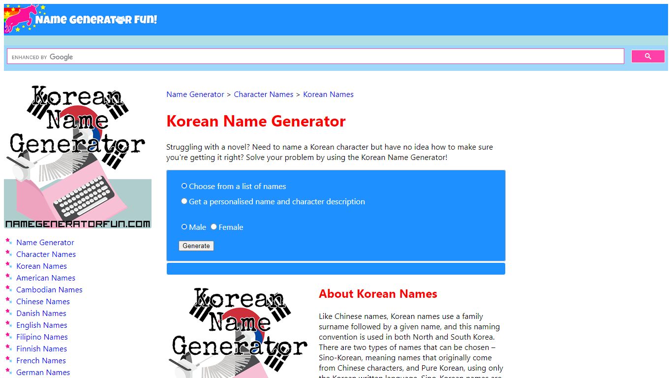 Korean Name Generator